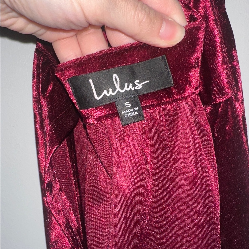 Lulu's Burgundy Velvet Halter Dress - Picture 5 of 6